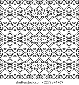 Stylish texture with figures from lines.Abstract geometric black and white pattern for web page, textures, card, poster, fabric, textile. Monochrome graphic repeating design. 