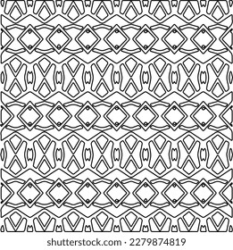 Stylish texture with figures from lines.Abstract geometric black and white pattern for web page, textures, card, poster, fabric, textile. Monochrome graphic repeating design. 