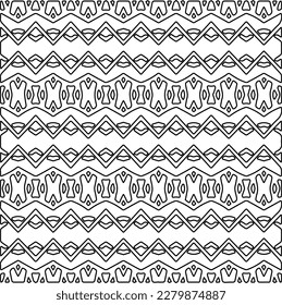 Stylish texture with figures from lines.Abstract geometric black and white pattern for web page, textures, card, poster, fabric, textile. Monochrome graphic repeating design. 