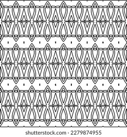 Stylish texture with figures from lines.Abstract geometric black and white pattern for web page, textures, card, poster, fabric, textile. Monochrome graphic repeating design. 