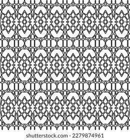 Stylish texture with figures from lines.Abstract geometric black and white pattern for web page, textures, card, poster, fabric, textile. Monochrome graphic repeating design. 
