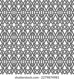 Stylish texture with figures from lines.Abstract geometric black and white pattern for web page, textures, card, poster, fabric, textile. Monochrome graphic repeating design. 