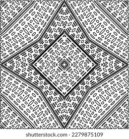 Stylish texture with figures from lines.Abstract geometric black and white pattern for web page, textures, card, poster, fabric, textile. Monochrome graphic repeating design. 