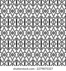 Stylish texture with figures from lines.Abstract geometric black and white pattern for web page, textures, card, poster, fabric, textile. Monochrome graphic repeating design. 