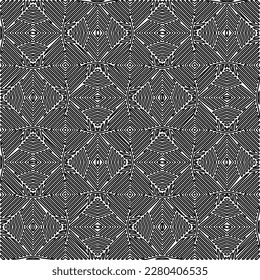 Stylish texture with figures from lines.Abstract geometric black and white pattern for web page, textures, card, poster, fabric, textile. Monochrome graphic repeating design. 