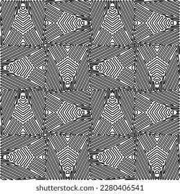 Textura elegante con figuras de líneas.Patrón geométrico en blanco y negro para páginas web, texturas, tarjetas, afiches, tela, textil. Diseño repetitivo gráfico monocromo. 