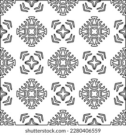 Stylish texture with figures from lines.Abstract geometric black and white pattern for web page, textures, card, poster, fabric, textile. Monochrome graphic repeating design. 