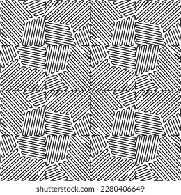 Stylish texture with figures from lines.Abstract geometric black and white pattern for web page, textures, card, poster, fabric, textile. Monochrome graphic repeating design. 