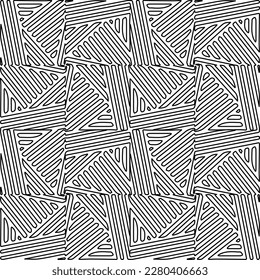 Stylish texture with figures from lines.Abstract geometric black and white pattern for web page, textures, card, poster, fabric, textile. Monochrome graphic repeating design. 
