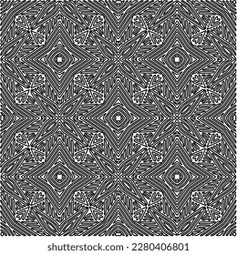 Stylish texture with figures from lines.Abstract geometric black and white pattern for web page, textures, card, poster, fabric, textile. Monochrome graphic repeating design. 