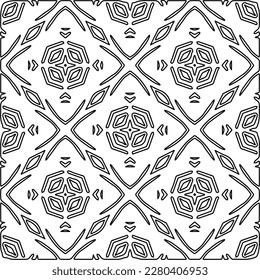 Stylish texture with figures from lines.Abstract geometric black and white pattern for web page, textures, card, poster, fabric, textile. Monochrome graphic repeating design. 