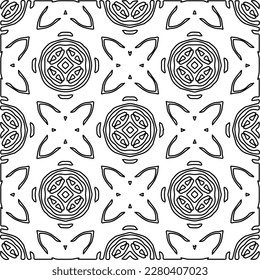 Stylish texture with figures from lines.Abstract geometric black and white pattern for web page, textures, card, poster, fabric, textile. Monochrome graphic repeating design. 