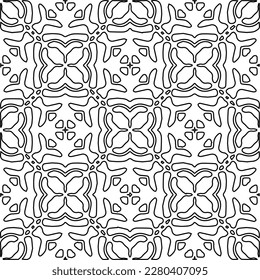 Stylish texture with figures from lines.Abstract geometric black and white pattern for web page, textures, card, poster, fabric, textile. Monochrome graphic repeating design. 