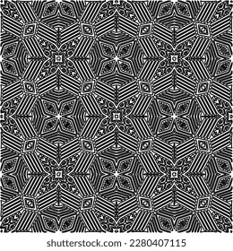 Stylish texture with figures from lines.Abstract geometric black and white pattern for web page, textures, card, poster, fabric, textile. Monochrome graphic repeating design. 