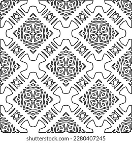 Stylish texture with figures from lines.Abstract geometric black and white pattern for web page, textures, card, poster, fabric, textile. Monochrome graphic repeating design. 