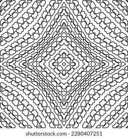 Stylish texture with figures from lines.Abstract geometric black and white pattern for web page, textures, card, poster, fabric, textile. Monochrome graphic repeating design. 