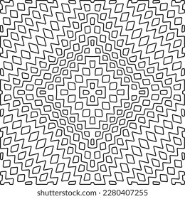 Stylish texture with figures from lines.Abstract geometric black and white pattern for web page, textures, card, poster, fabric, textile. Monochrome graphic repeating design. 