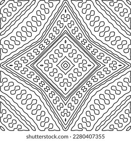 Stylish texture with figures from lines.Abstract geometric black and white pattern for web page, textures, card, poster, fabric, textile. Monochrome graphic repeating design. 