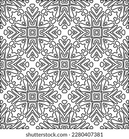 Stilvolle Textur mit Figuren aus Linien.Abstraktes geometrisches Schwarz-Weiß Muster für Webseiten, Texturen, Karten, Poster, Stoff, Textilien. Monochrome grafische Wiederholungsdesign. 