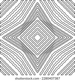 Stylish texture with figures from lines.Abstract geometric black and white pattern for web page, textures, card, poster, fabric, textile. Monochrome graphic repeating design. 