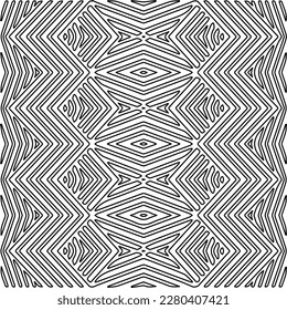 Stylish texture with figures from lines.Abstract geometric black and white pattern for web page, textures, card, poster, fabric, textile. Monochrome graphic repeating design. 