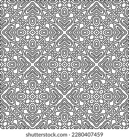 Stylish texture with figures from lines.Abstract geometric black and white pattern for web page, textures, card, poster, fabric, textile. Monochrome graphic repeating design. 