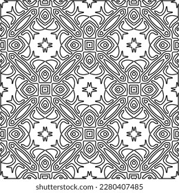 Stylish texture with figures from lines.Abstract geometric black and white pattern for web page, textures, card, poster, fabric, textile. Monochrome graphic repeating design. 