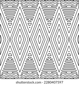 Stylish texture with figures from lines.Abstract geometric black and white pattern for web page, textures, card, poster, fabric, textile. Monochrome graphic repeating design. 