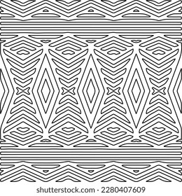 Stylish texture with figures from lines.Abstract geometric black and white pattern for web page, textures, card, poster, fabric, textile. Monochrome graphic repeating design. 