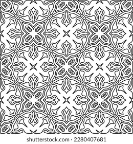 Stylish texture with figures from lines.Abstract geometric black and white pattern for web page, textures, card, poster, fabric, textile. Monochrome graphic repeating design. 
