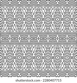Stylish texture with figures from lines.Abstract geometric black and white pattern for web page, textures, card, poster, fabric, textile. Monochrome graphic repeating design. 