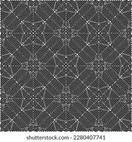 Stylish texture with figures from lines.Abstract geometric black and white pattern for web page, textures, card, poster, fabric, textile. Monochrome graphic repeating design. 