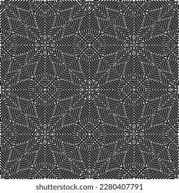 Stylish texture with figures from lines.Abstract geometric black and white pattern for web page, textures, card, poster, fabric, textile. Monochrome graphic repeating design. 