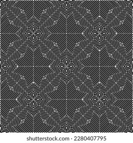 Stylish texture with figures from lines.Abstract geometric black and white pattern for web page, textures, card, poster, fabric, textile. Monochrome graphic repeating design. 