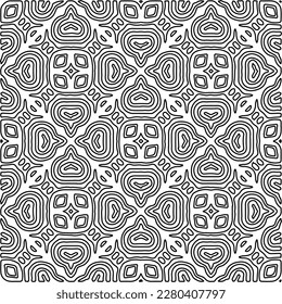 Stylish texture with figures from lines.Abstract geometric black and white pattern for web page, textures, card, poster, fabric, textile. Monochrome graphic repeating design. 