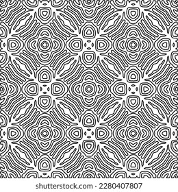 Stylish texture with figures from lines.Abstract geometric black and white pattern for web page, textures, card, poster, fabric, textile. Monochrome graphic repeating design. 
