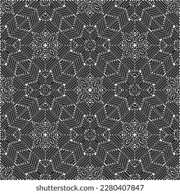 Stylish texture with figures from lines.Abstract geometric black and white pattern for web page, textures, card, poster, fabric, textile. Monochrome graphic repeating design. 