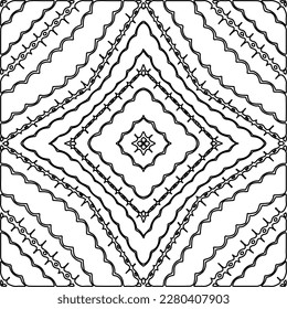 Stylish texture with figures from lines.Abstract geometric black and white pattern for web page, textures, card, poster, fabric, textile. Monochrome graphic repeating design. 