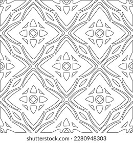 Stylish texture with figures from lines.Abstract geometric black and white pattern for web page, textures, card, poster, fabric, textile. Monochrome graphic repeating design. 