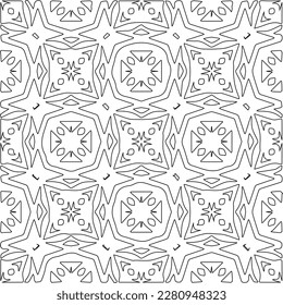 Stylish texture with figures from lines.Abstract geometric black and white pattern for web page, textures, card, poster, fabric, textile. Monochrome graphic repeating design. 