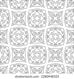 Stylish texture with figures from lines.Abstract geometric black and white pattern for web page, textures, card, poster, fabric, textile. Monochrome graphic repeating design. 