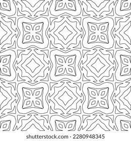 Stylish texture with figures from lines.Abstract geometric black and white pattern for web page, textures, card, poster, fabric, textile. Monochrome graphic repeating design. 