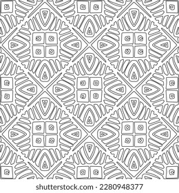 Stylish texture with figures from lines.Abstract geometric black and white pattern for web page, textures, card, poster, fabric, textile. Monochrome graphic repeating design. 