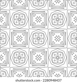 Stylish texture with figures from lines.Abstract geometric black and white pattern for web page, textures, card, poster, fabric, textile. Monochrome graphic repeating design. 