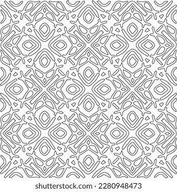 Stylish texture with figures from lines.Abstract geometric black and white pattern for web page, textures, card, poster, fabric, textile. Monochrome graphic repeating design. 