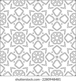 Stylish texture with figures from lines.Abstract geometric black and white pattern for web page, textures, card, poster, fabric, textile. Monochrome graphic repeating design. 