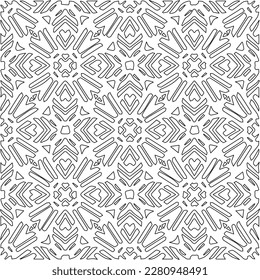 Stylish texture with figures from lines.Abstract geometric black and white pattern for web page, textures, card, poster, fabric, textile. Monochrome graphic repeating design. 