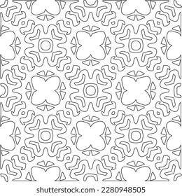 Stilvolle Textur mit Figuren aus Linien.Abstraktes geometrisches Schwarz-Weiß Muster für Webseiten, Texturen, Karten, Poster, Stoff, Textilien. Monochrome grafische Wiederholungsdesign. 