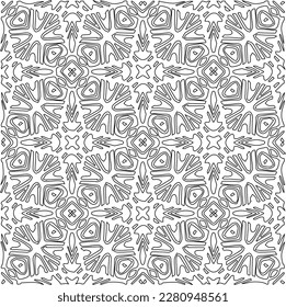Stylish texture with figures from lines.Abstract geometric black and white pattern for web page, textures, card, poster, fabric, textile. Monochrome graphic repeating design. 