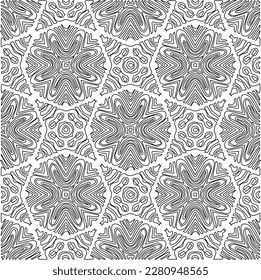 Stylish texture with figures from lines.Abstract geometric black and white pattern for web page, textures, card, poster, fabric, textile. Monochrome graphic repeating design. 